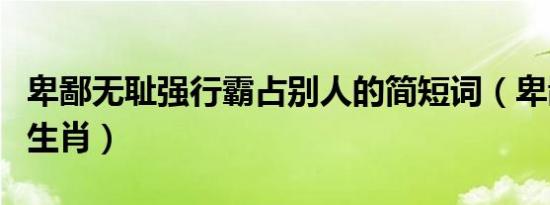 卑鄙无耻强行霸占别人的简短词（卑鄙无耻的生肖）
