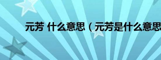 元芳 什么意思（元芳是什么意思）