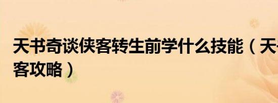 天书奇谈侠客转生前学什么技能（天书奇谈侠客攻略）