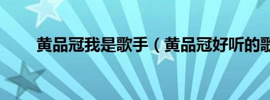 黄品冠我是歌手（黄品冠好听的歌）