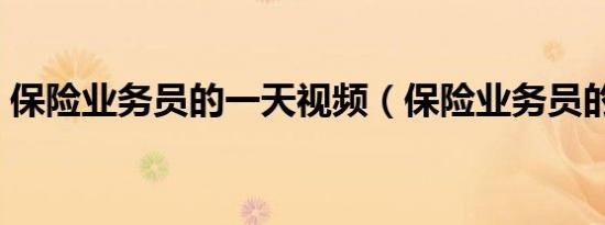 保险业务员的一天视频（保险业务员的一天）