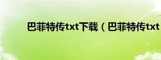 巴菲特传txt下载（巴菲特传txt）