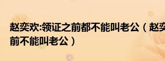 赵奕欢:领证之前都不能叫老公（赵奕欢 领证前不能叫老公）