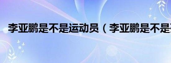 李亚鹏是不是运动员（李亚鹏是不是死了）