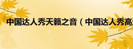 中国达人秀天籁之音（中国达人秀高逸峰）