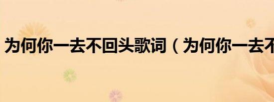 为何你一去不回头歌词（为何你一去不回头）