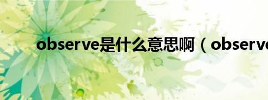 observe是什么意思啊（observe）
