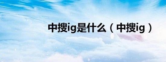 中搜ig是什么（中搜ig）