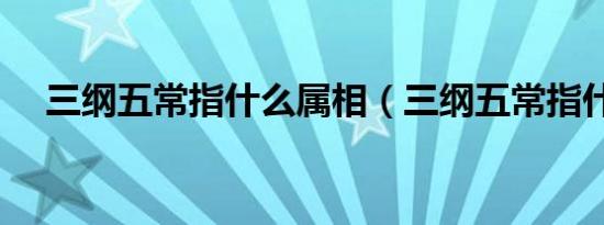 三纲五常指什么属相（三纲五常指什么）
