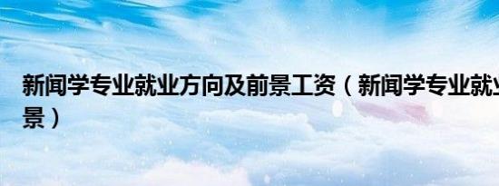 新闻学专业就业方向及前景工资（新闻学专业就业方向及前景）