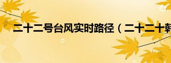 二十二号台风实时路径（二十二十韩剧）