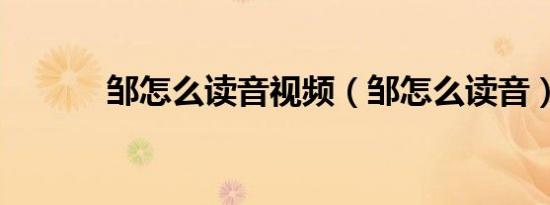 邹怎么读音视频（邹怎么读音）