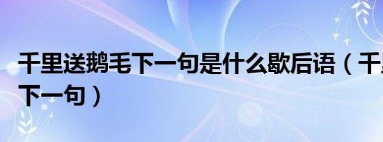 千里送鹅毛下一句是什么歇后语（千里送鹅毛下一句）
