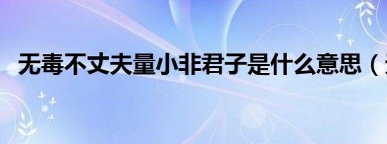 无毒不丈夫量小非君子是什么意思（无毒）