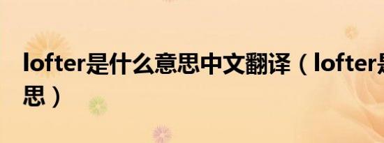 lofter是什么意思中文翻译（lofter是什么意思）