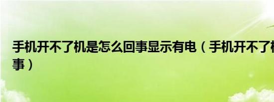 手机开不了机是怎么回事显示有电（手机开不了机是怎么回事）