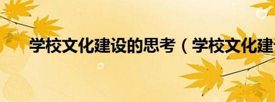 学校文化建设的思考（学校文化建设）