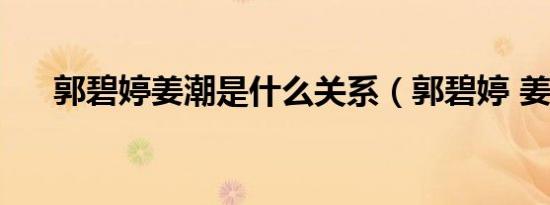 郭碧婷姜潮是什么关系（郭碧婷 姜潮）