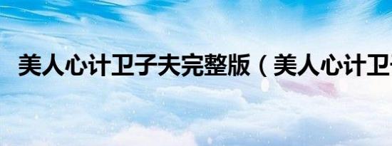 美人心计卫子夫完整版（美人心计卫子夫）