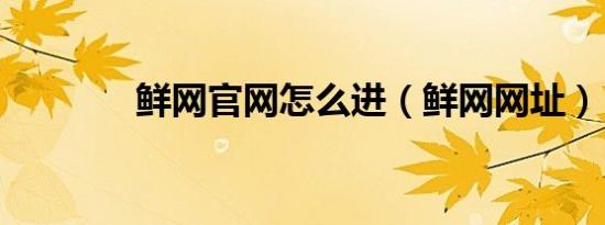 鲜网官网怎么进（鲜网网址）