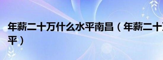 年薪二十万什么水平南昌（年薪二十万什么水平）