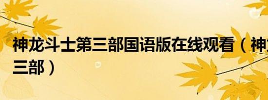 神龙斗士第三部国语版在线观看（神龙斗士第三部）