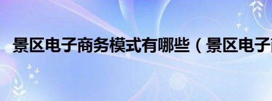 景区电子商务模式有哪些（景区电子商务）