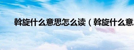 斡旋什么意思怎么读（斡旋什么意思）