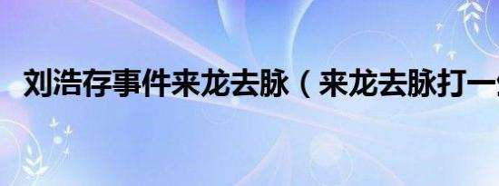 刘浩存事件来龙去脉（来龙去脉打一生肖）