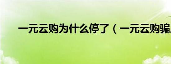 一元云购为什么停了（一元云购骗局）