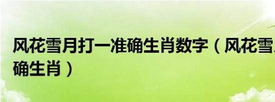 风花雪月打一准确生肖数字（风花雪月打一准确生肖）