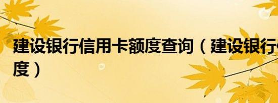 建设银行信用卡额度查询（建设银行信用卡额度）