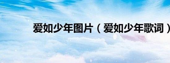 爱如少年图片（爱如少年歌词）