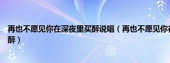 再也不愿见你在深夜里买醉说唱（再也不愿见你在深夜里买醉）