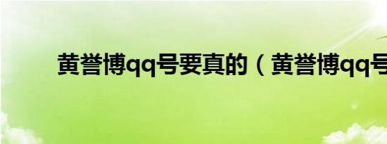 黄誉博qq号要真的（黄誉博qq号）