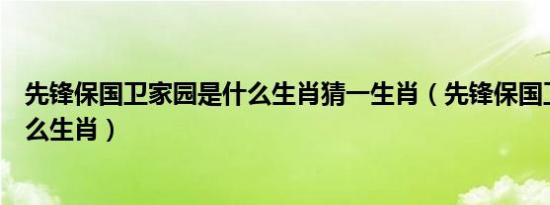 先锋保国卫家园是什么生肖猜一生肖（先锋保国卫家园是什么生肖）