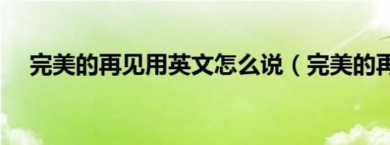 完美的再见用英文怎么说（完美的再见）