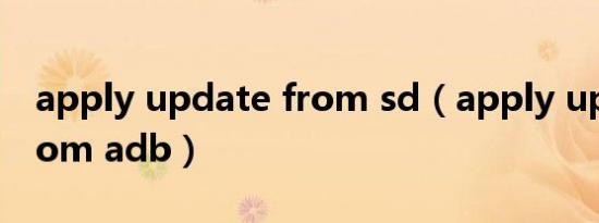 apply update from sd（apply update from adb）