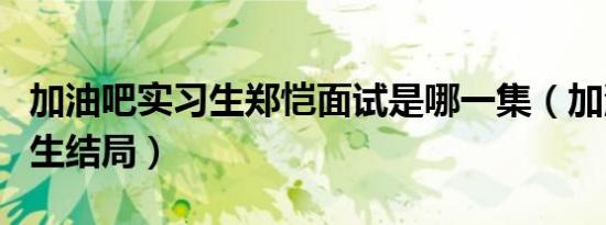 加油吧实习生郑恺面试是哪一集（加油吧实习生结局）