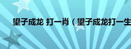 望子成龙 打一肖（望子成龙打一生肖）