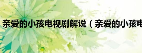 亲爱的小孩电视剧解说（亲爱的小孩电视剧）