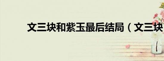文三块和紫玉最后结局（文三块）