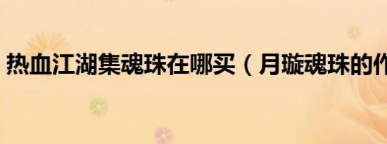 热血江湖集魂珠在哪买（月璇魂珠的作用是）