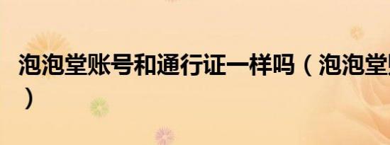 泡泡堂账号和通行证一样吗（泡泡堂账号注册）