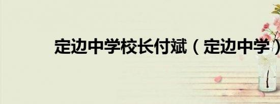 定边中学校长付斌（定边中学）