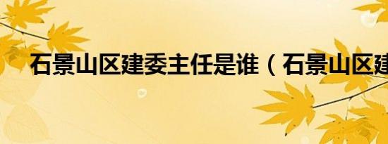 石景山区建委主任是谁（石景山区建委）