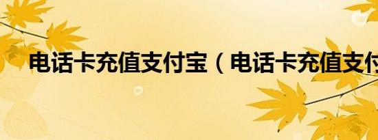 电话卡充值支付宝（电话卡充值支付宝）