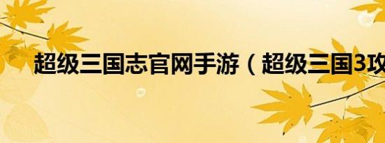 超级三国志官网手游（超级三国3攻略）
