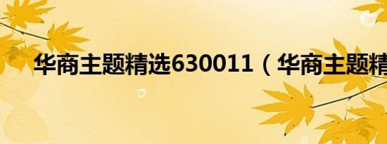 华商主题精选630011（华商主题精选）