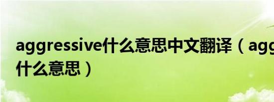aggressive什么意思中文翻译（aggressive什么意思）